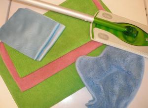 My microfiber cloths and my swiffer